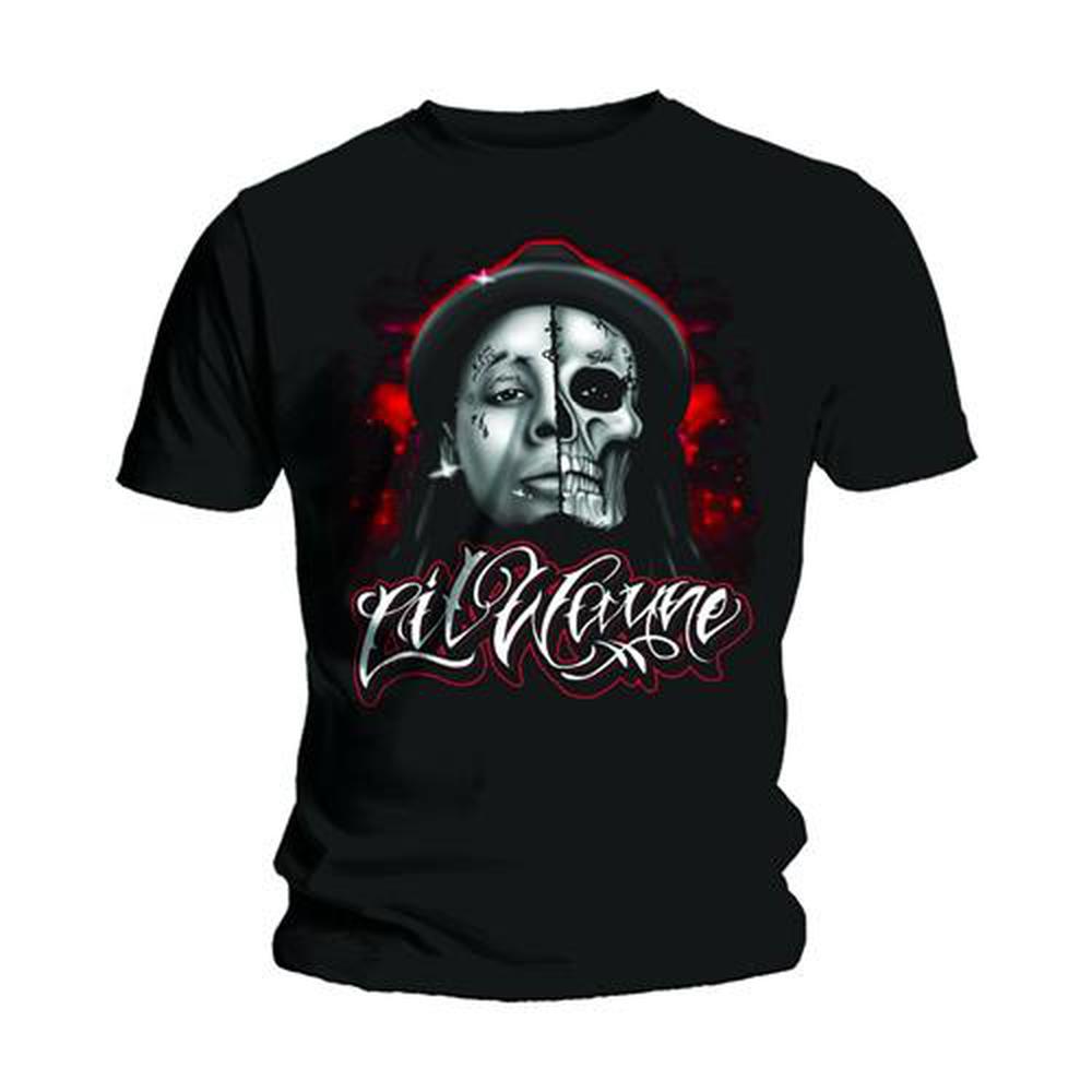 Lil Wayne - Skull Sketch Heren Tshirt - Zwart